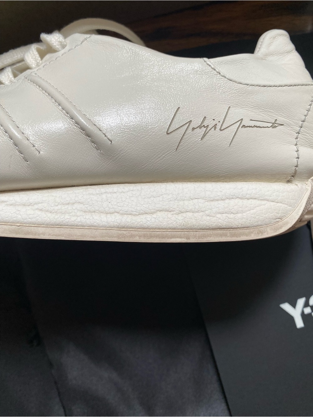 Y-3 "Country" Off-White Leather Low-Top Sneakers - Picture 9 of 11